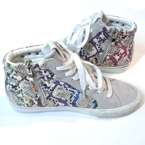 Steve Madden Tracey High Top Sneaker Rainbow Snake Pyramid Studded Suede 8.5 - Picture 10 of 11